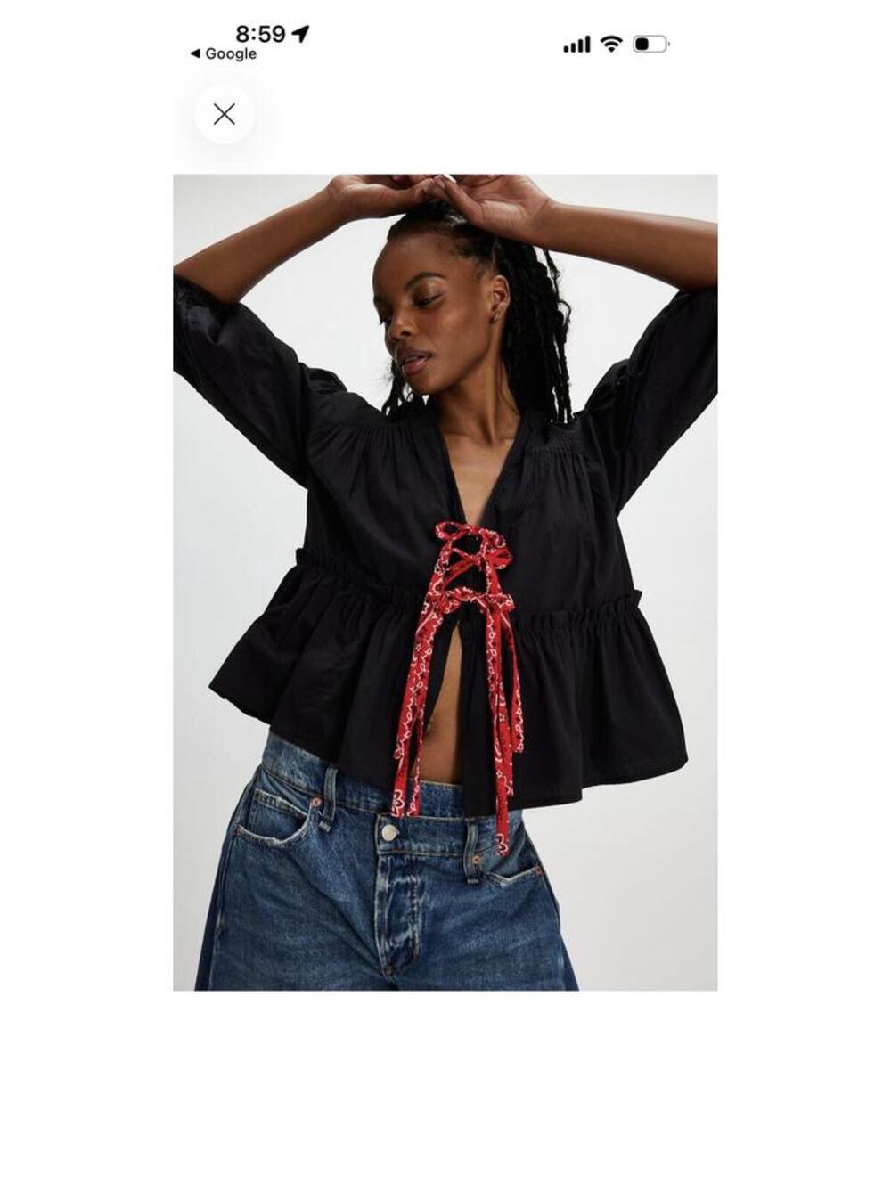Tricia fix free people 100% cotton bandana tied up lace top blouse sz M